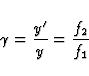 \begin{displaymath}
\gamma = \frac{y'}{y} = \frac{f_2}{f_1}\end{displaymath}