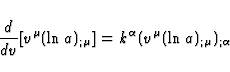 \begin{displaymath}
\frac{d}{dv} [v^{\mu}(\ln a)_{;\mu}] = k^{\alpha}( v^{\mu}
(\ln a)_{;\mu})_{;\alpha}\end{displaymath}